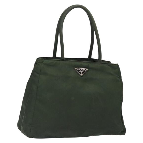 PRADA Tote Bag Nylon Khaki Silver - Picture 1 of 12